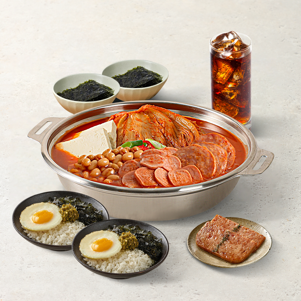 [기프트레터] [청년찌개] 부대김치찌개 2인+계란대접밥2개 +스팸2조각+도시락김2개+콜라500ml : 기프트엔