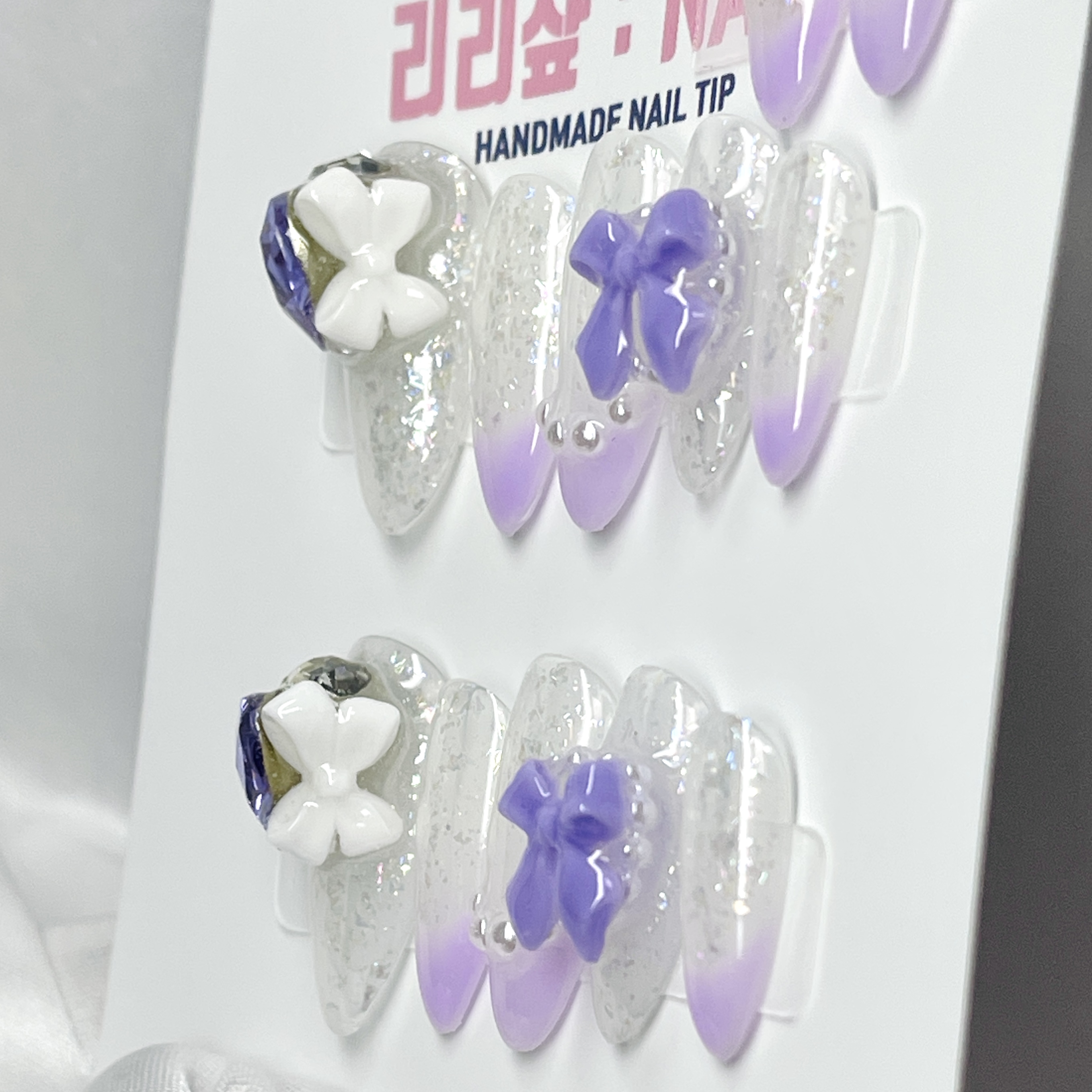 [❤️빠른출고] 공주의 품격 진주리본 수제네일팁 : 리리샾