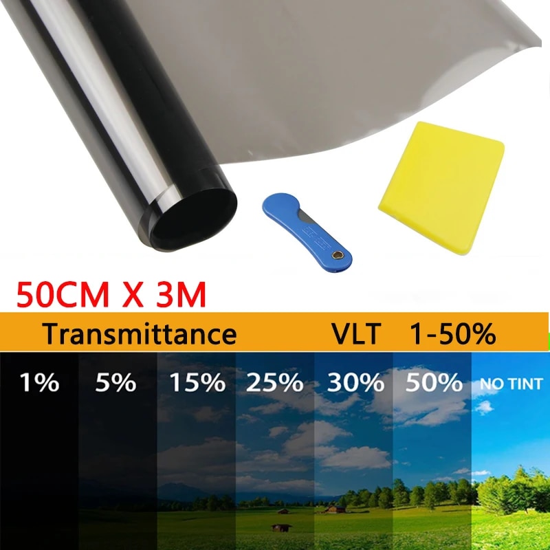 VLT 윈도우 틴트 필름 유리 스티커 UV 프로텍터 포일 300cm x 50cm 1 퍼센트 5 15 25 35 50 : 퀸덤컴퍼니