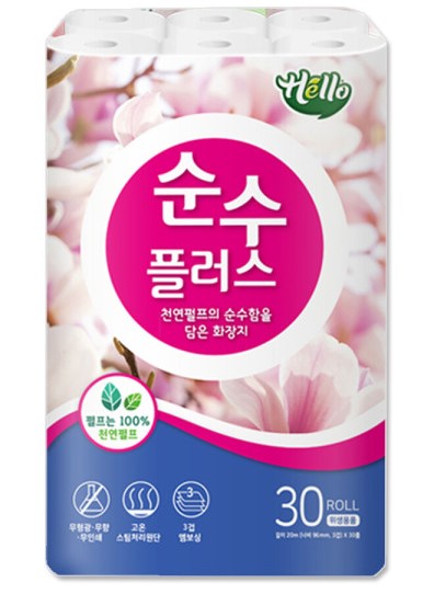 헬로  순수 플러스 3겹 20m 30롤 1개 : 마니싸마켓