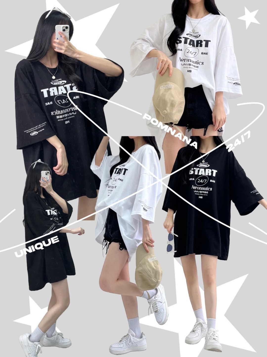 바로배송 남녀공용 빅사이즈 나염 프린팅 심플 247티 : 안녕.콩콩