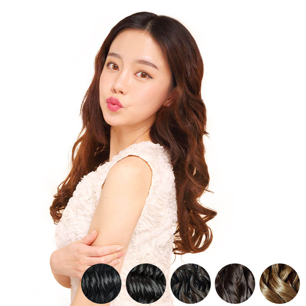 프리티레이디 인모 웨이브 헤어피스 12피스(1핀x4개+2핀x6개+3핀x2개) 웨딩붙임머리 : 프리티레이디 위그