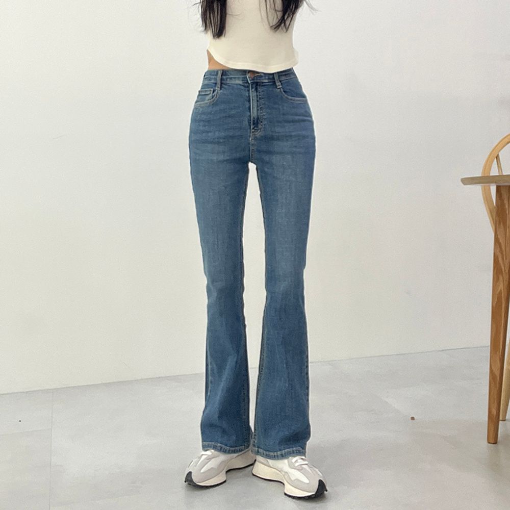 [히든밴딩/스판] 사계절 중청 부츠컷 청바지 롱 데님 팬츠 : 드엘린