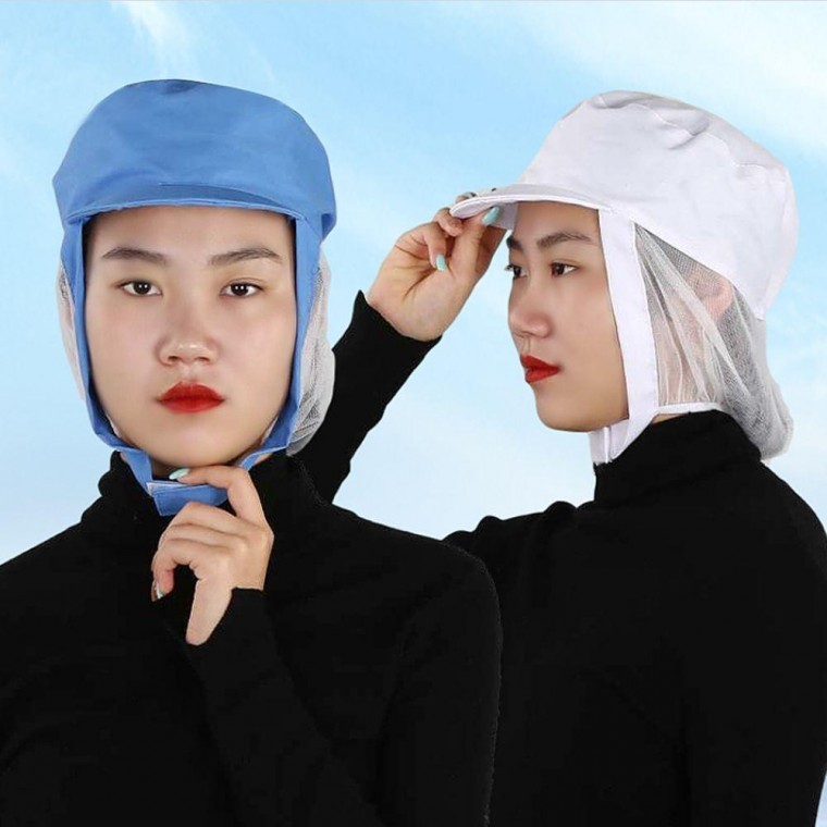 공장 망사 턱덮개 활동성 좋은 찍찍이 위생모자 주방 위생적인 식당 귀덮개 귀고리 가공 창 화이트 : 대송샌드