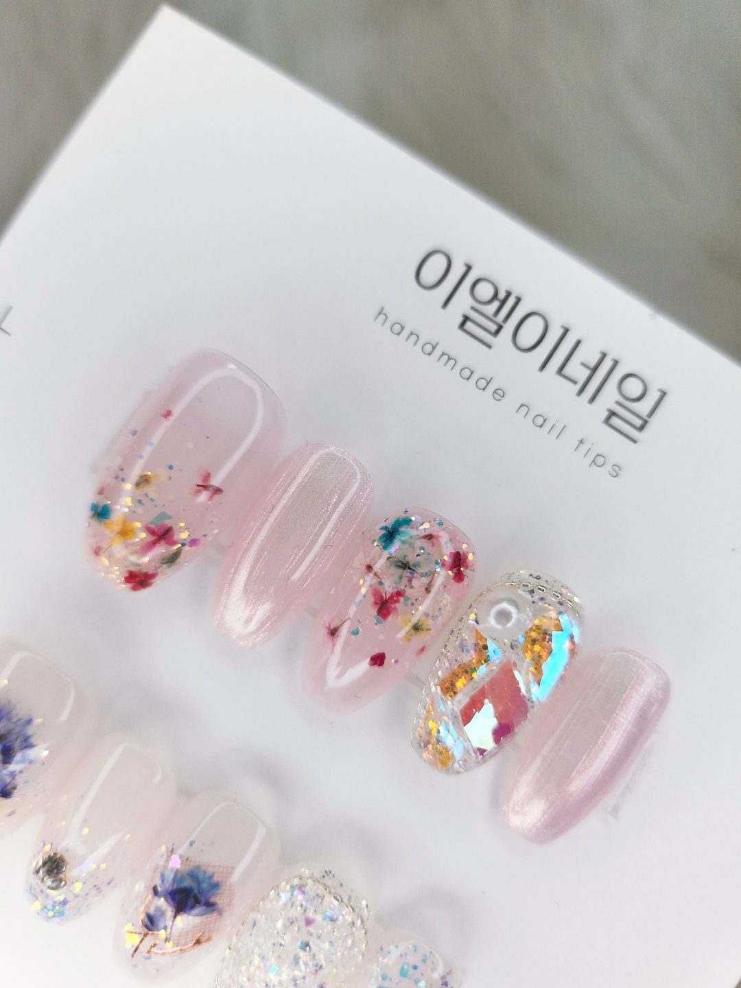 꽃네일 4가지 디자인 수제네일팁 : 이엘이네일