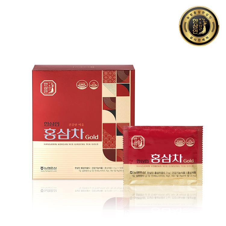 [농협홍삼 한삼인] 홍삼차골드 3g x 50포 1세트+쇼핑백 티백 진세노사이드 : 농협홍삼 한삼인
