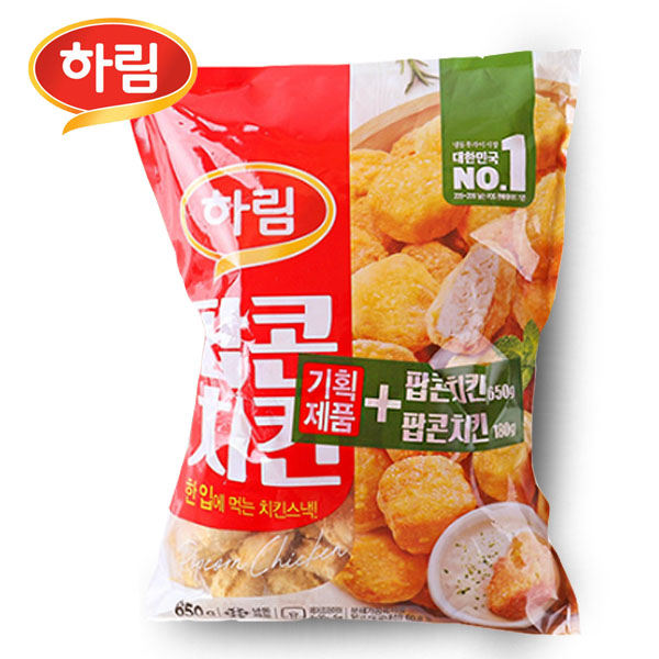 하림 팝콘 치킨 650g+180g : 푸드뱅크주식회사