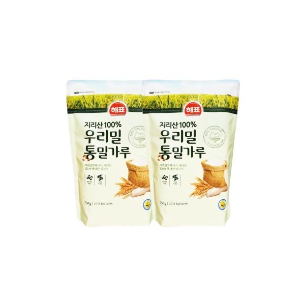 사조해표 지리산 우리밀 통밀가루 750g x 2개 : 에이티씨마트