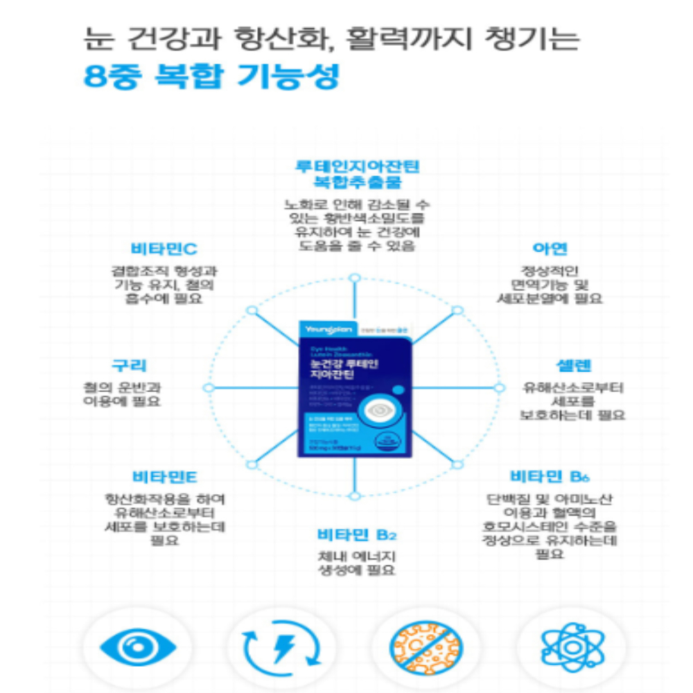 루테인 지아잔틴 빌베리 헤마토코쿠스 효능 황반 영양 미니 영진약품 1개월분 : 라온바라기