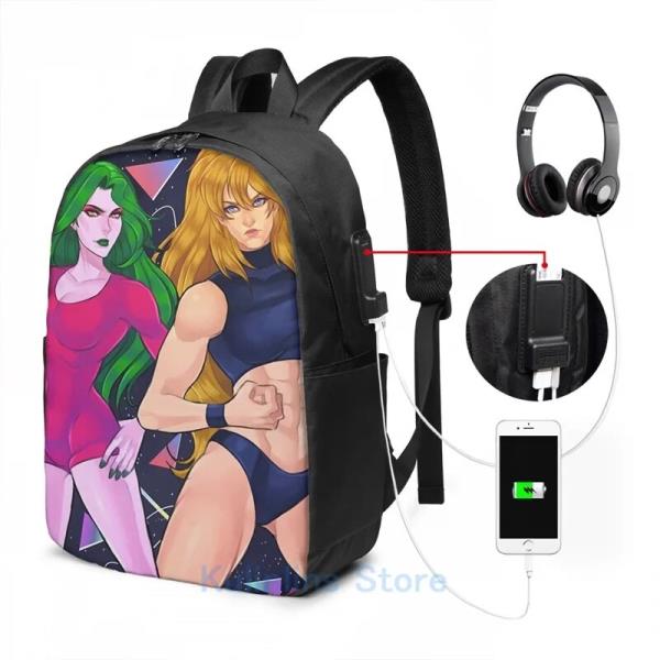 재미있는 그래픽 프린트 빈티지 SAMUS(ES) USB 충전 배낭 남녀공용 학교 가방, 여행용 노트북 : 대광종합상사3