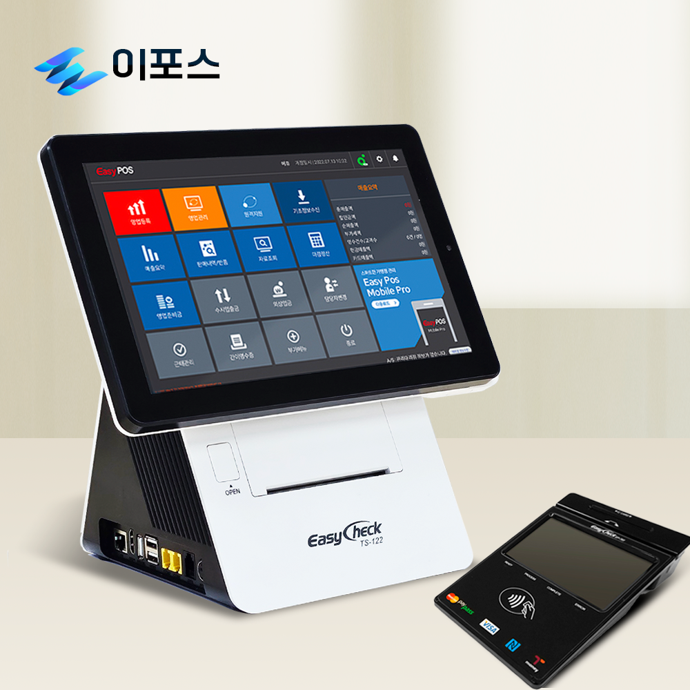 [이지포스]10.1인치 안드로이드포스 TS-122 미니키오스크겸용 무인결제 외식유통 방문설치(수도권충청강원) 신규개인가맹점 : e포스정보