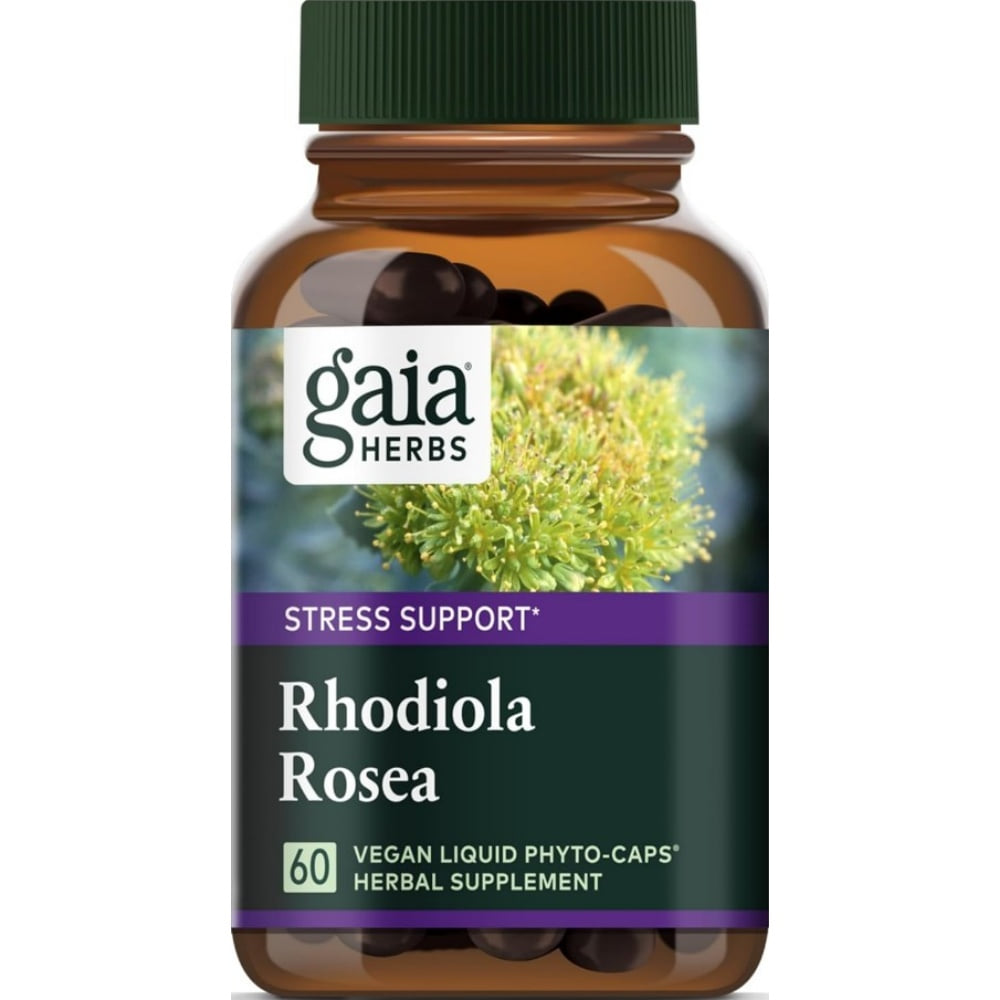 Gaia Herbs Rhodiola Rosea 가이아 허브 홍경천 뿌리 추출물 120mg 로사빈스 6mg 60정 : 건강한 캡슐
