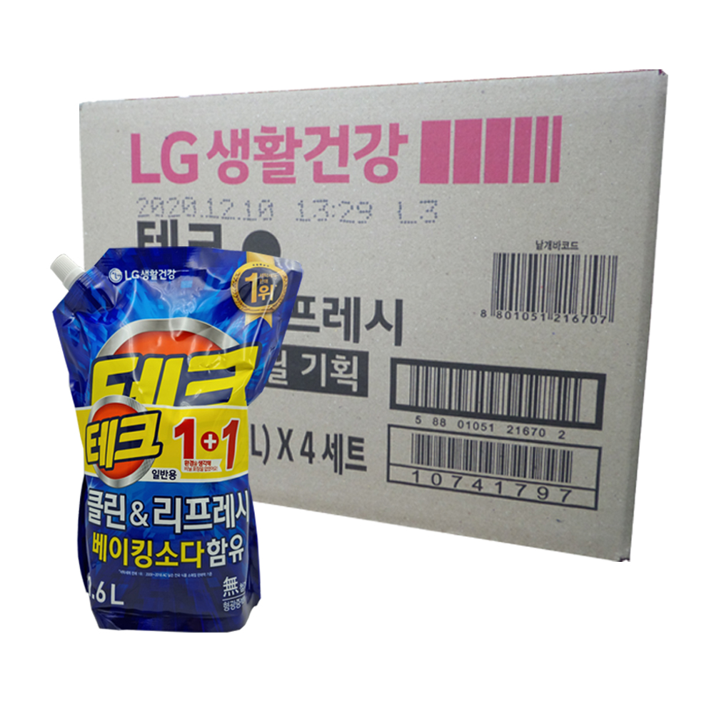 테크 클린앤리프레시 리필1.6L x 2개 베이킹소다 함유 : 007유통