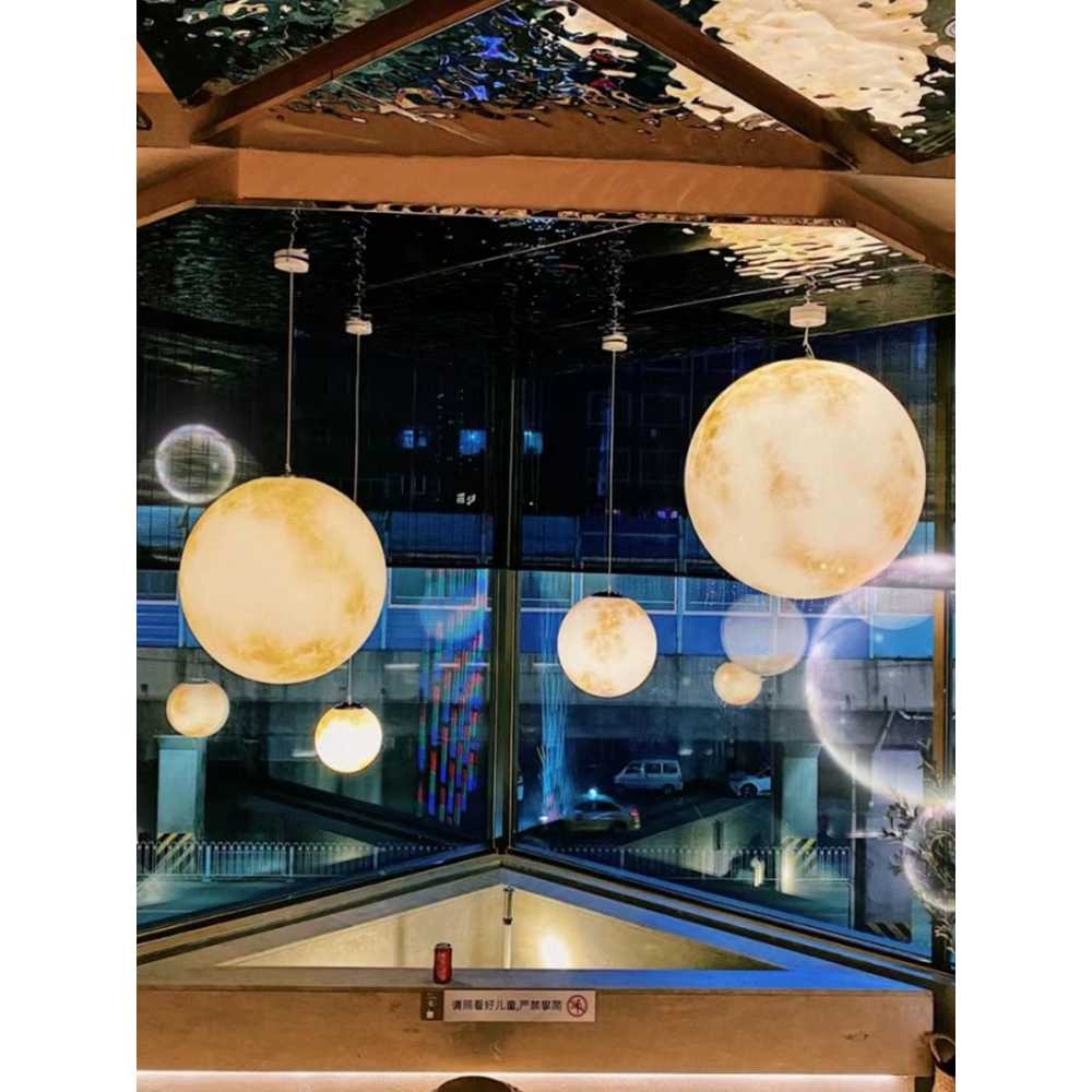 보름달조명 팬던트 야외 샹들리에 LED 카페 포인트 직경 20cm 달 샹들리에 : 믹매트로