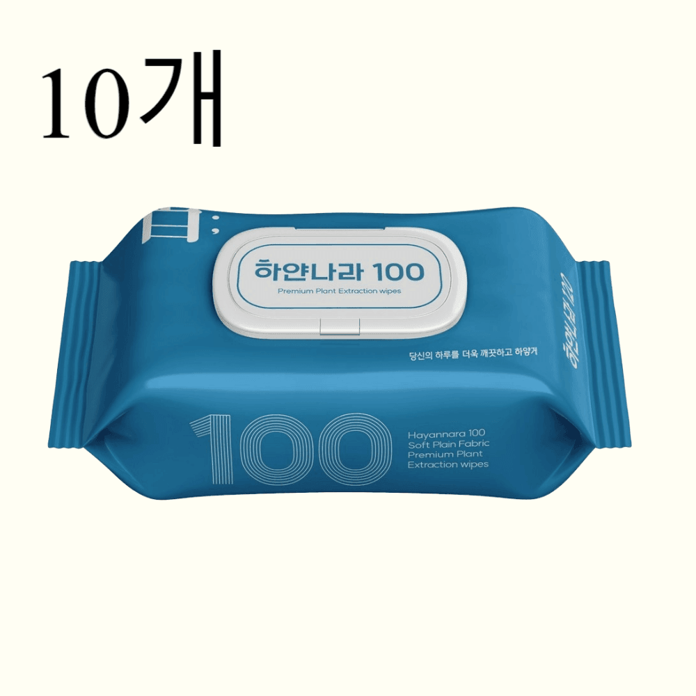 하얀나라 하얀나라100 100매 물티슈 캡형  100매입, 10팩 : 하이앙쥬