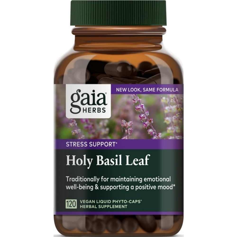 Gaia Herbs Holy Basil Leaf 가이아 허브 홀리바질 잎 추출물 120정 : 건강한 캡슐