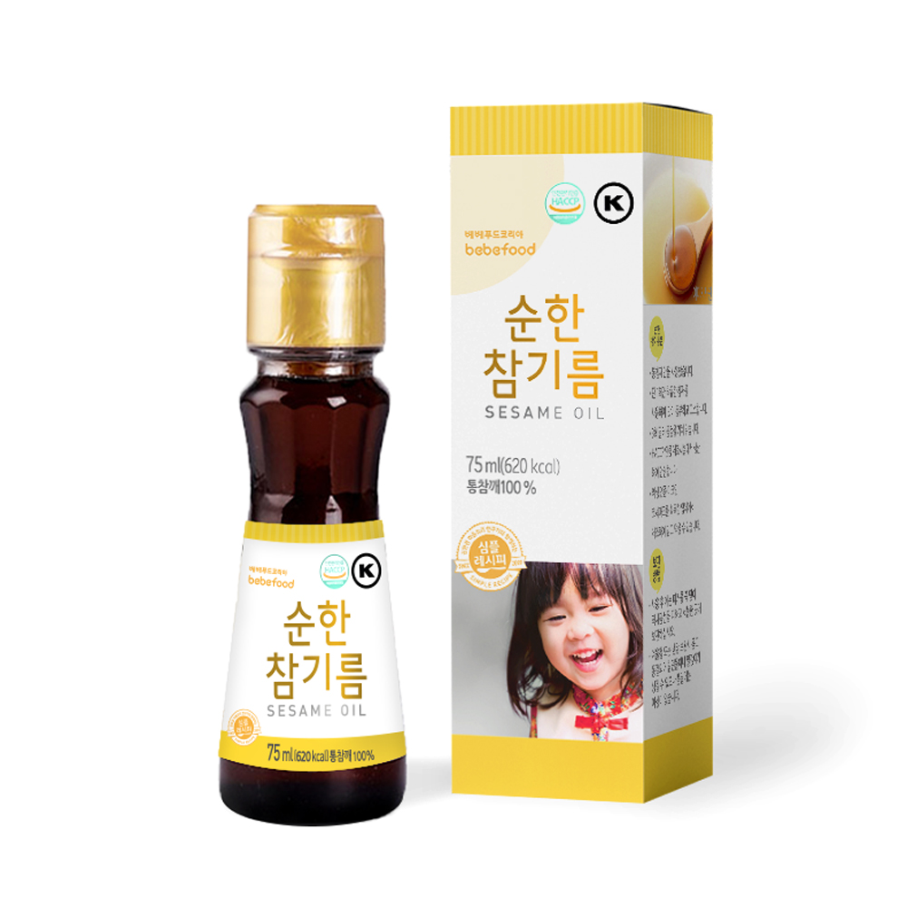 베베푸드 순한 참기름 75ml x 1병, 아기양념 아기참기름 국산 국내산 : 베베푸드