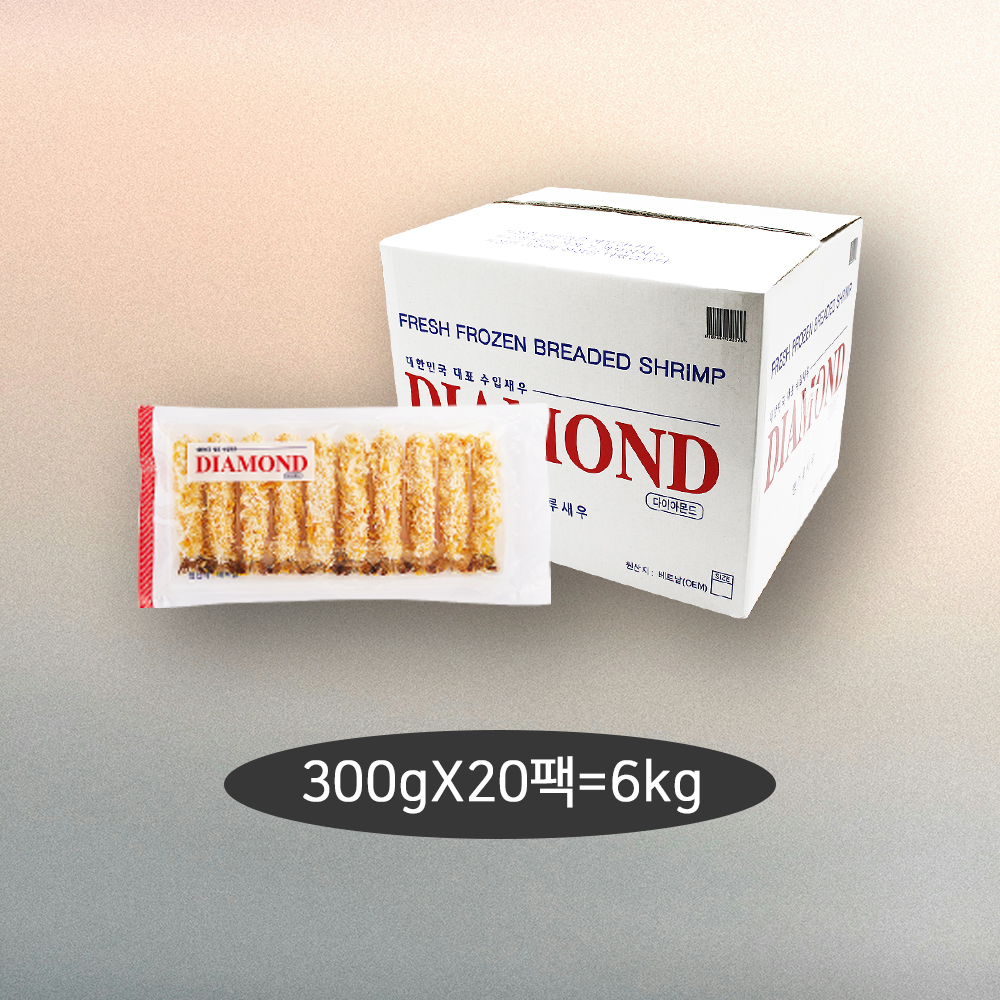 (대용량) 새우튀김 빵가루 냉동 다이아몬드 300g 10미 (300g/20팩) : 다이아몬드새우몰