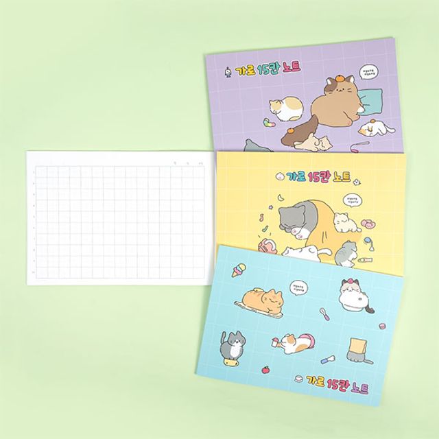 냥냥 핑크풋 가로 공책 수첩 15칸 받아쓰기 8권세트 노트 : 킴이글로벌06