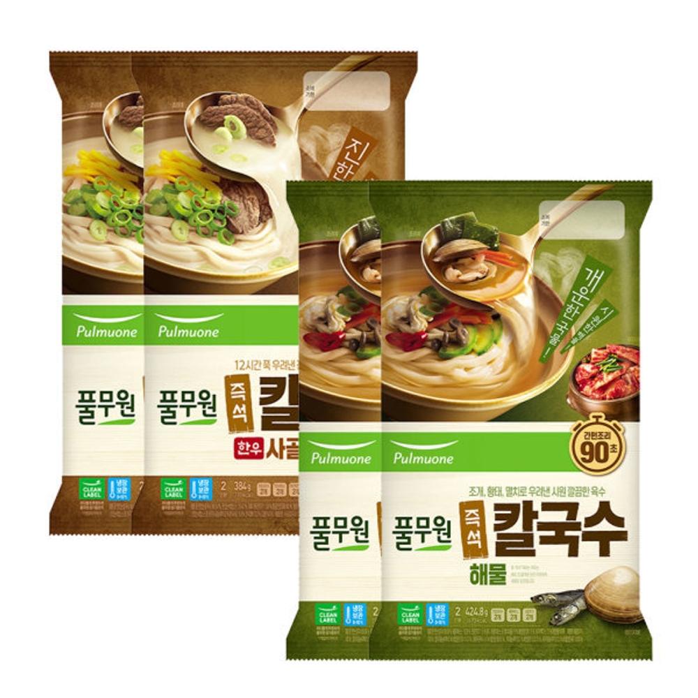 해물 칼국수424g 2봉+사골 칼국수384g 2봉 : 에이비씨마트
