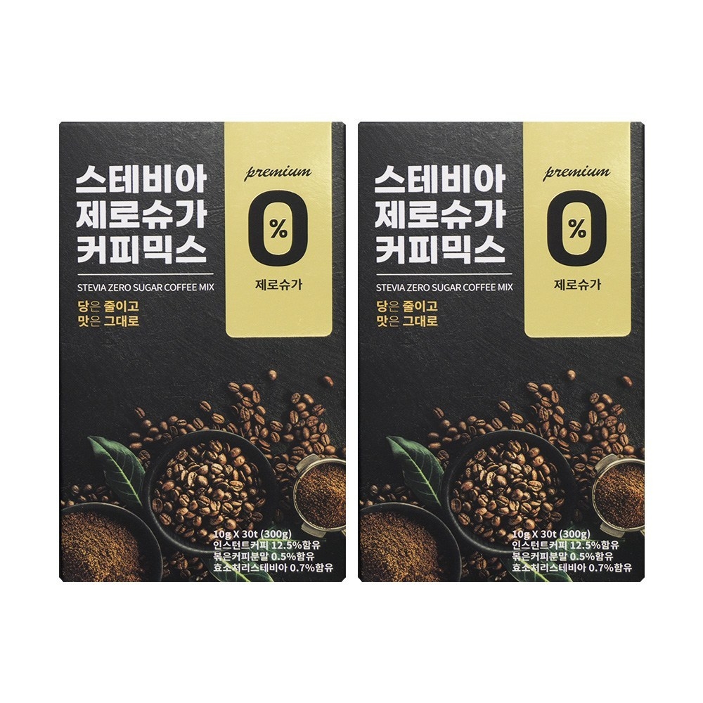 제로슈가 30개입, 2개 스테비아 커피믹스 걱정 커피, 칼로리 10g, : EK 글로벌