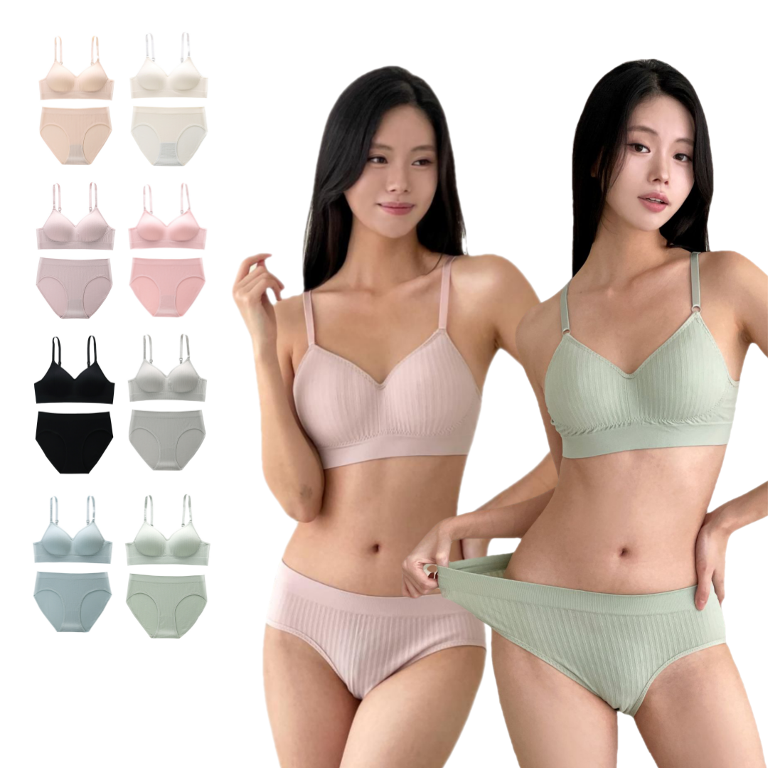 완전 편한 8컬러 고탄력 밴딩 브라 팬티 세트 노와이어 심리스 브라 여성속옷세트 : 다니스토리