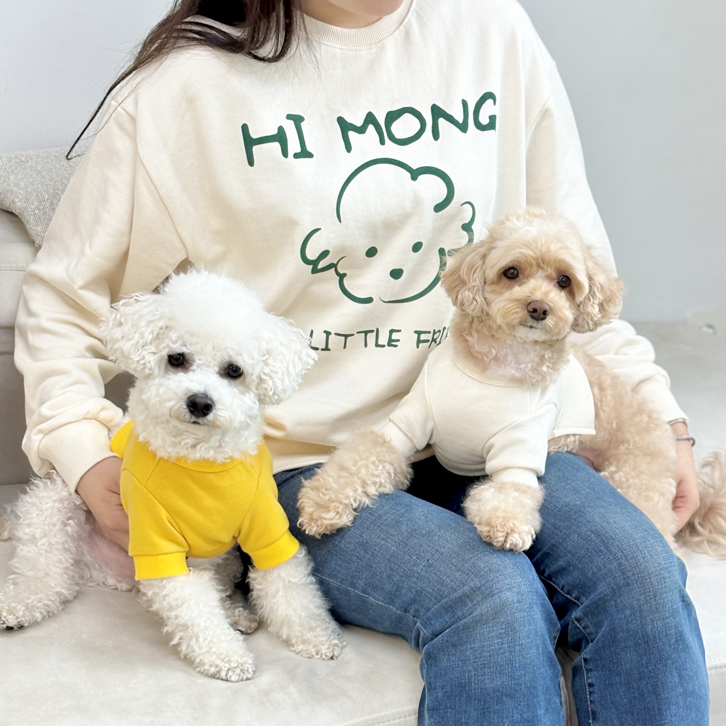 [자체제작] 하이몽 리틀프렌즈 맨투맨 강아지 커플룩 S - 3XL : 하이몽 HIMONG