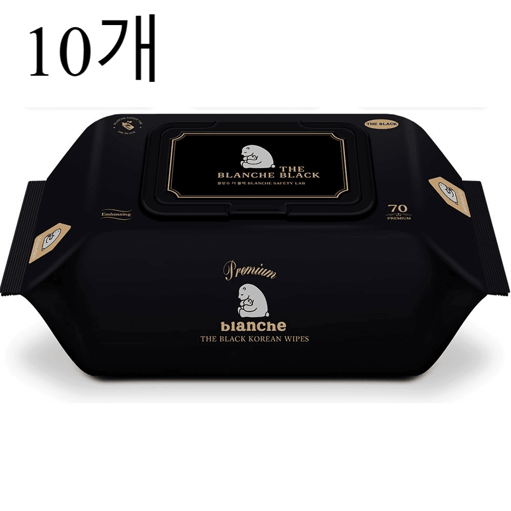블랑슈 프리미엄 더블랙 아기물티슈 캡형 75평량 70매입 × 10개 : 하이앙쥬