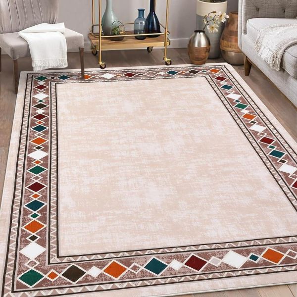 FairOnly 세탁 가능한 부분 러그 22.9 x 30.5cm(9 12인치) 모던 솔리드... 낮은 파일 기하학적 보헤미안 단색 카펫 농가 침실 다이닝 : 디스이수