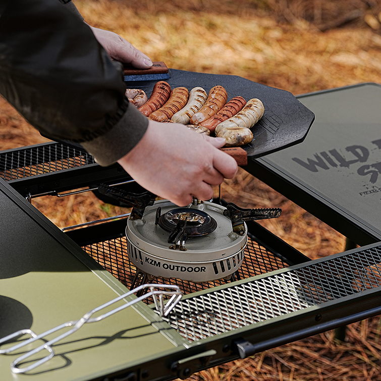 카즈미 캠핑테이블 와일드필드 3폴딩 BBQ테이블 높이조절 접이식 IGT 무한연결 : 카즈미