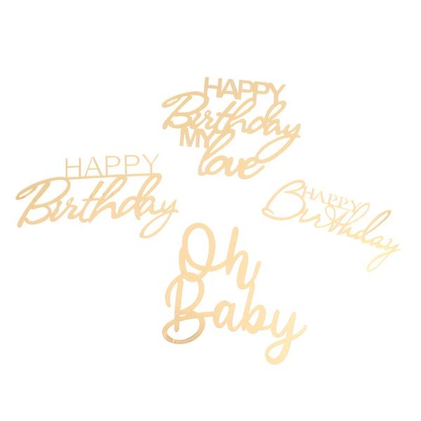 창의력 생일 축하 케이크 토퍼 골드 아크릴 컵케익 아이 파티 장식 : 케이유통 케이유통