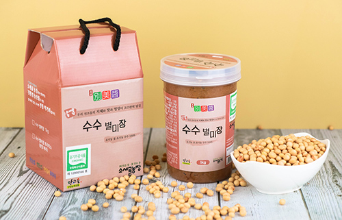 유기농된장 국산 한식 재래식 시골 옛날 된장 800g 유기농 콩+수수 별미장 : 럭스펀
