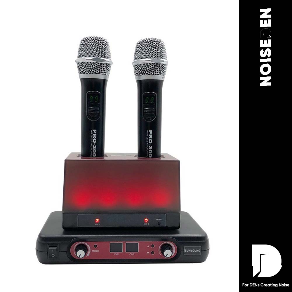 쟈가 PRO-3000 무선 노래방 마이크 듀얼 세트 강의용 공연용 하울링방지 국산 : 노이즈덴