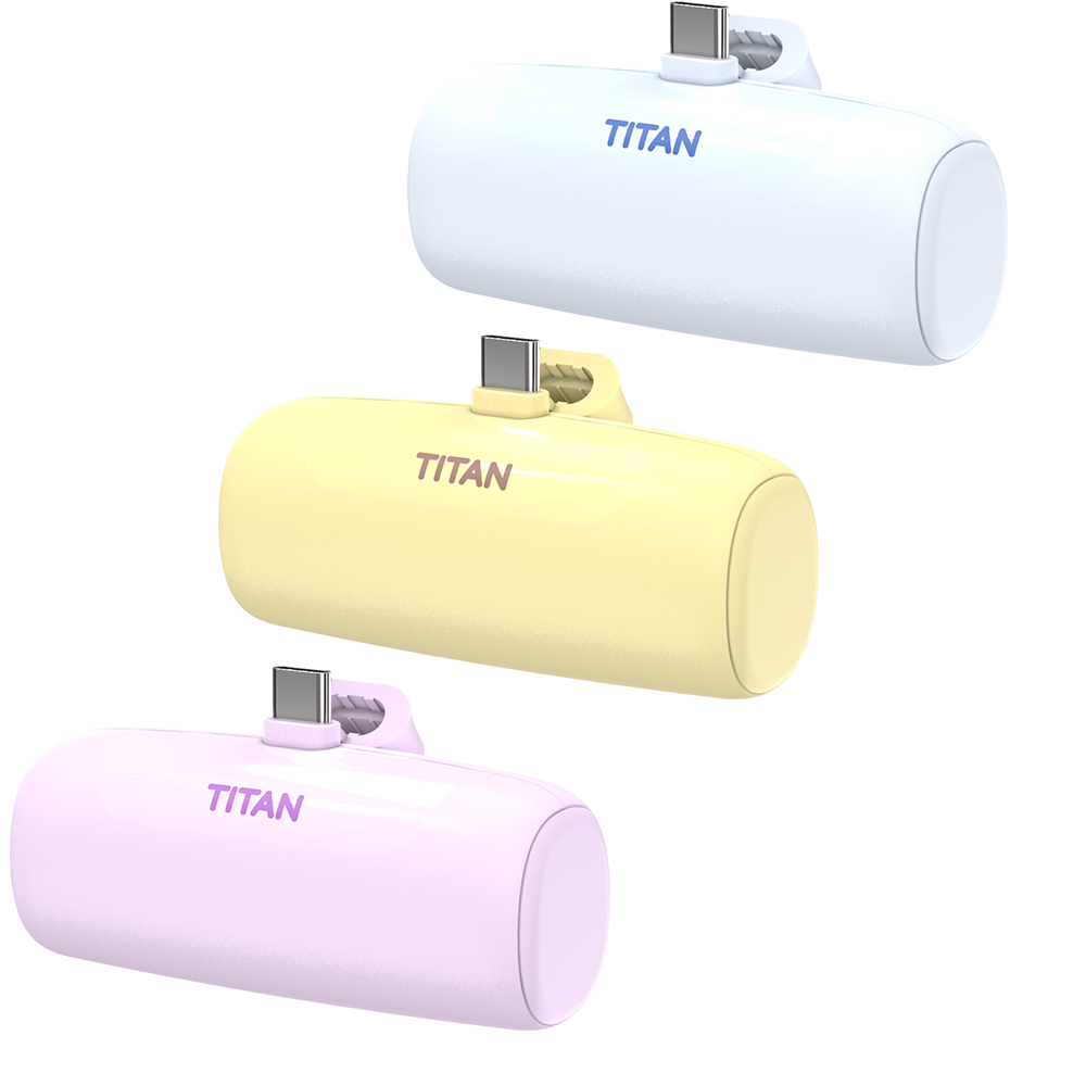 타이탄 일체형 도킹형 소형 미니보조배터리 5000mAh C타입 1개 +8핀 1개 : 스크린닥터