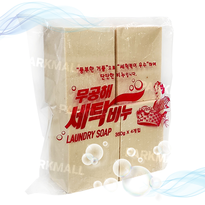 태광 무공해 세탁비누 350g 4입 (빨래비누 풍부한거품 강력세척 세제 애벌빨래 친환경 재활용비누) : 파크무역