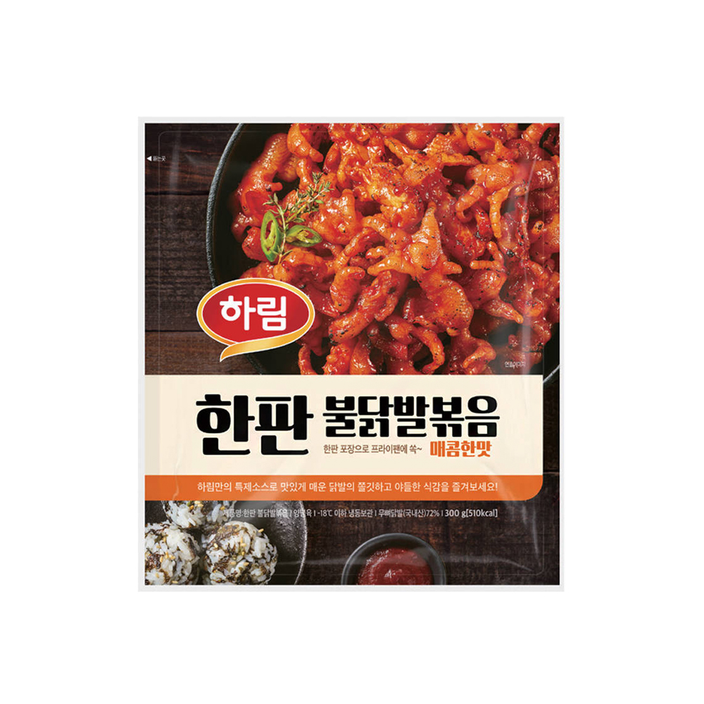 하림 IFF 한판 불닭발볶음 매콤한맛 300g 국내산 뼈없는 양념 닭발 : 닭고기몰