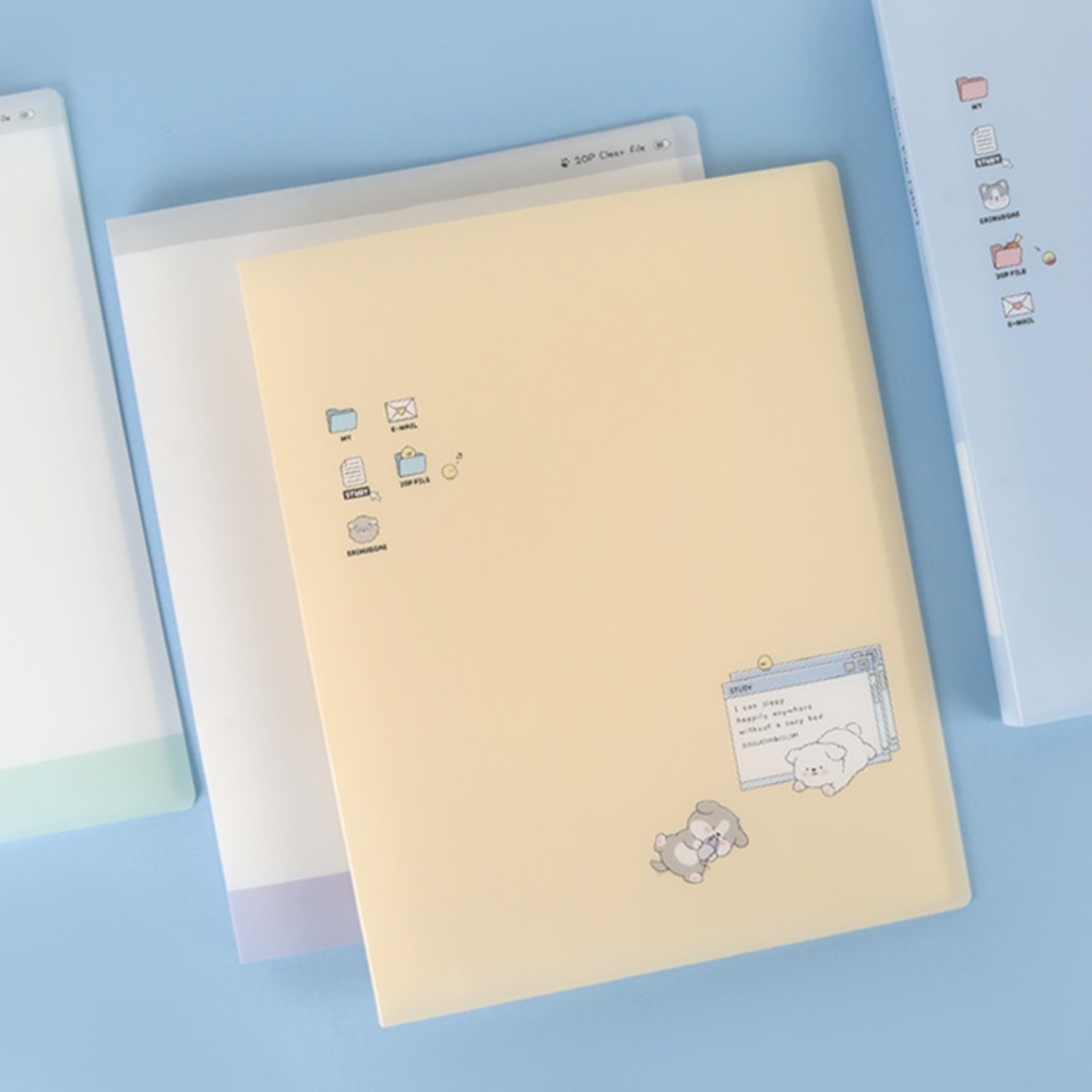이리눕개 20p 클리어 파일 (디자인 4종 랜덤) 학생 과제 프린트 직장인 서류보관 화일 : 큰마음상회