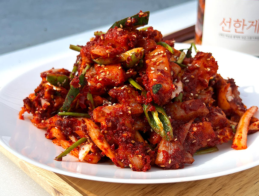 선한 홍어무침 아삭한 야채가 씹히는 매콤한 홍어회 무침 500g : 선한게장