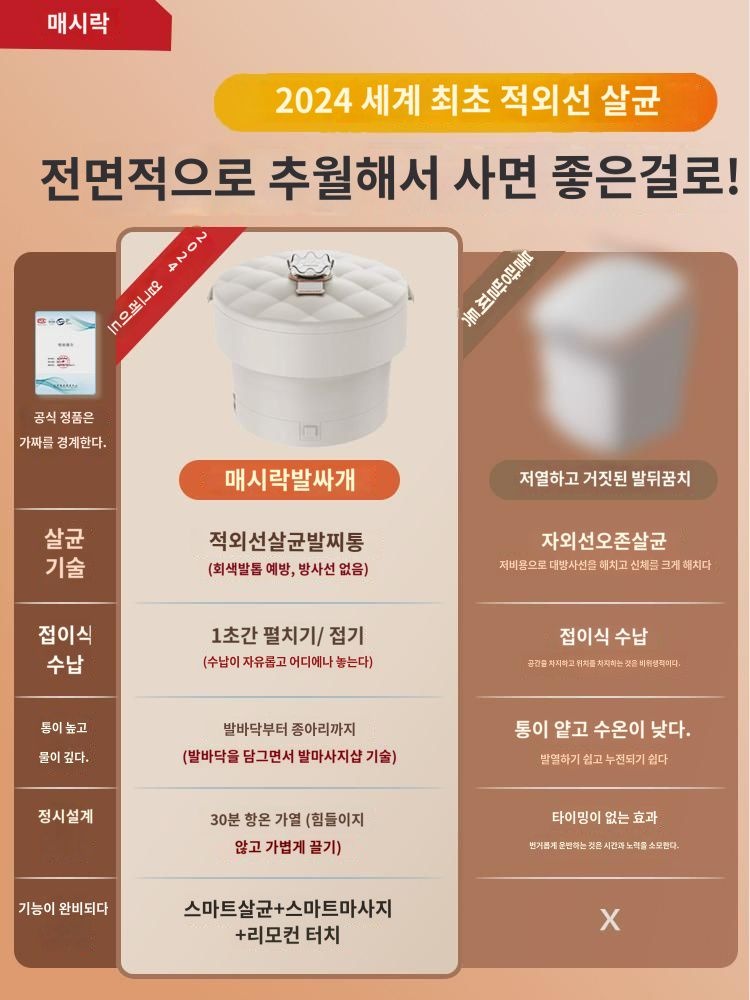 매시락  접이식 족발통 전자동 마사지기 족욕통  항온 가열 전동 발 씻기 : 래더루드