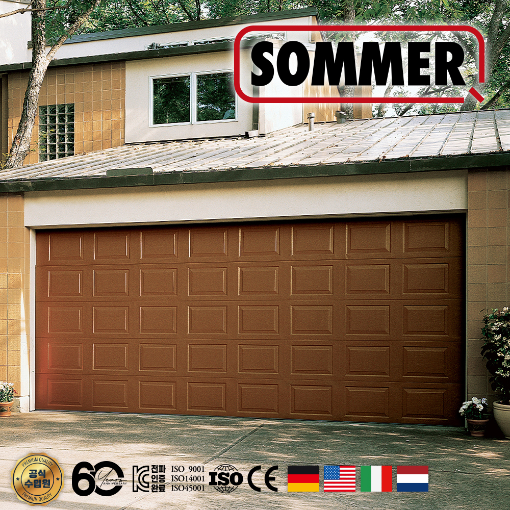 차고문 세트 SOMMER 소머 모터 우드격자 43mm 주차장자동문 오버헤드도어 차고자동문 : 한일자동도어