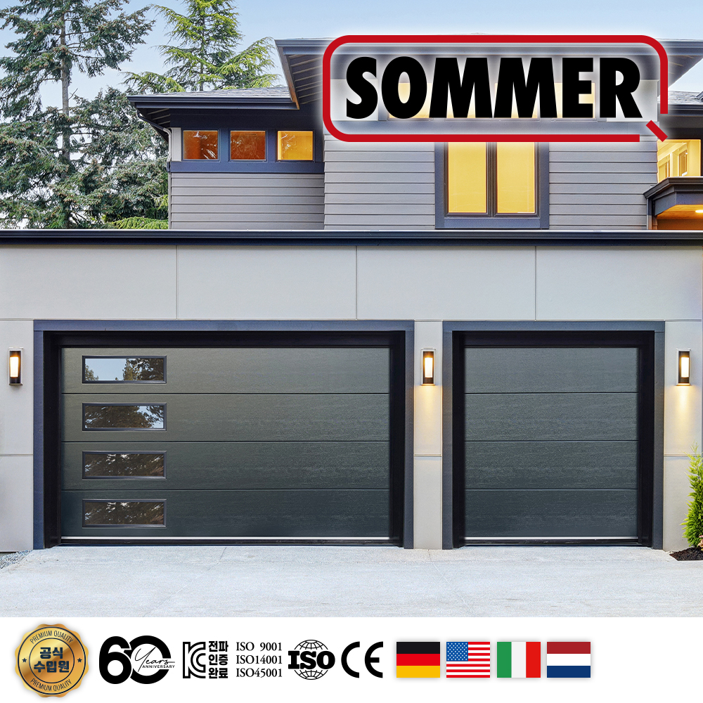 차고문 세트 SOMMER 소머 모터 다크그레이 43mm 전원주택 주차장 자동문 차고자동문 : 한일자동도어