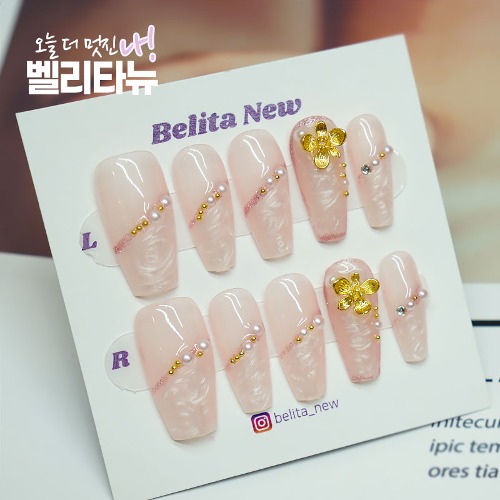 수제네일팁 핸드메이드 테라피 플라워MC-S 셀프 네일 아트 붙이는 인조 손톱 파츠 스티커 매니큐어 자석젤 연장 : 벨리타뉴