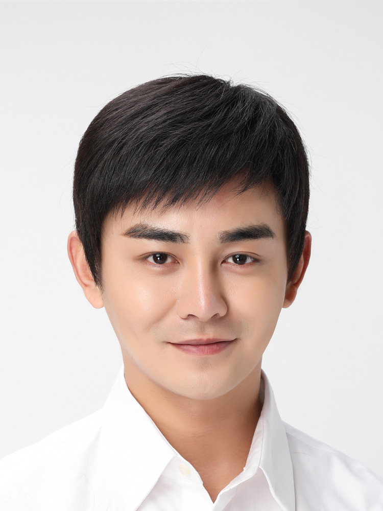 율럽 100% 리얼 남성 가발 : 쟈근벼리