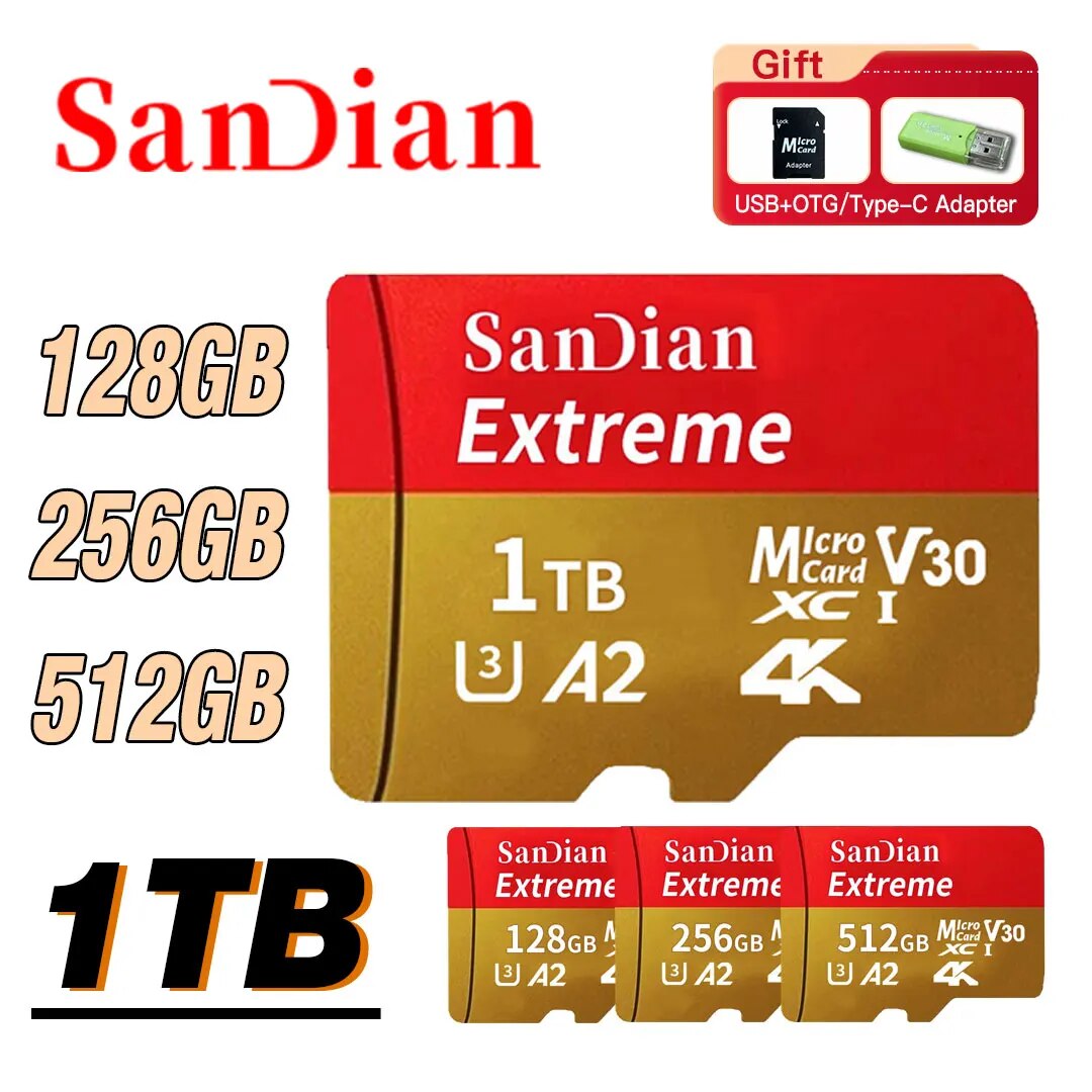 오리지널 SD 메모리 카드, 128GB SD/TF 플래시 카드, 512GB 미니 SD 카드, 256GB 플래시 메모리 카드, 패키지 무료 SD 어댑터 포함... 