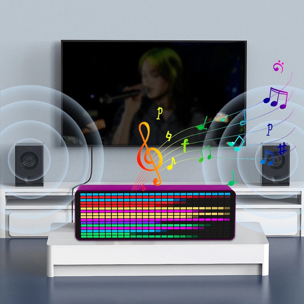 눈부신 RGB 리듬 픽업 키트 LED 음악 스펙트럼 리듬 디스플레이 사운드 컨트롤 수준 표시등 분위기 램프 전자 시계 : 소유스토리21