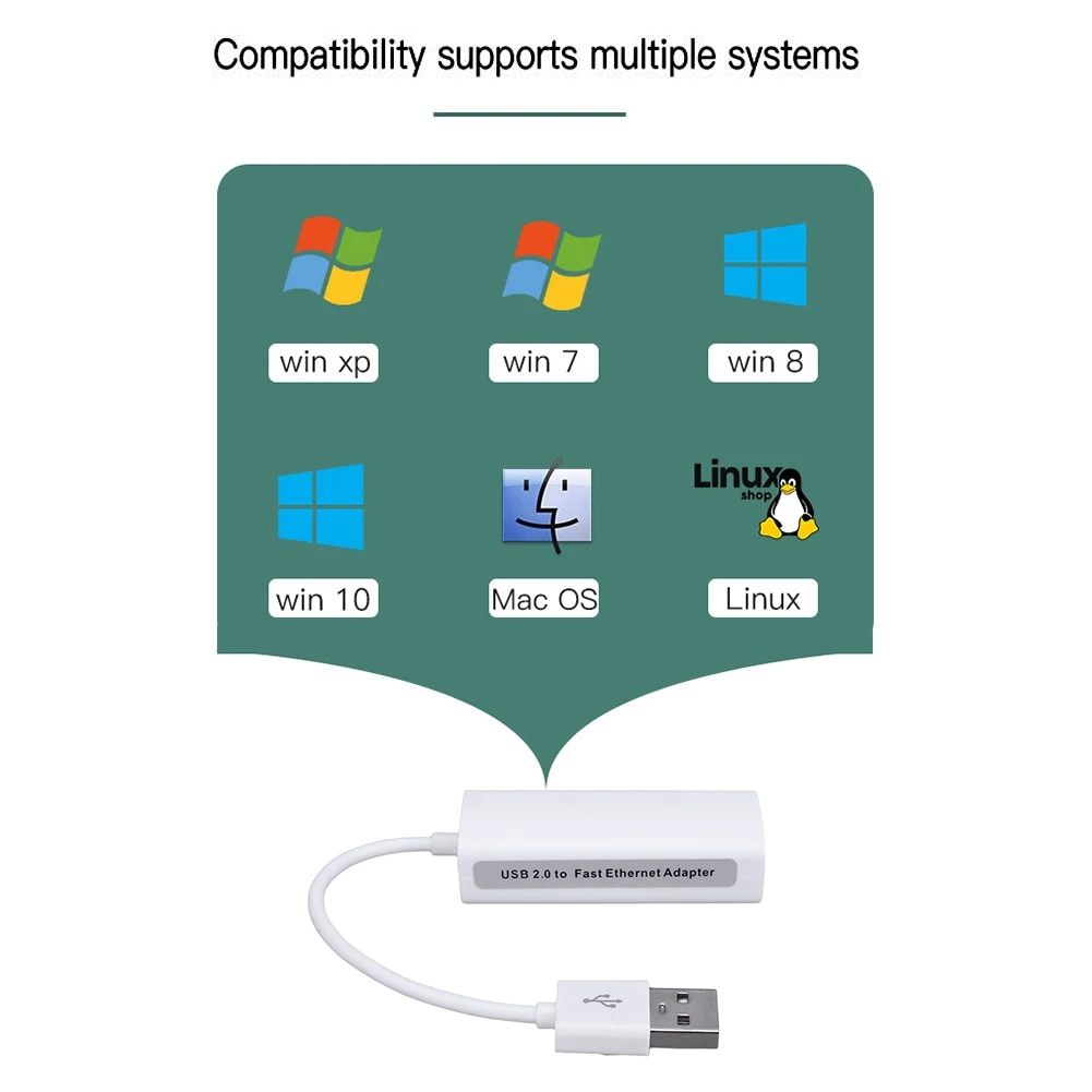 노트북용 이더넷 어댑터 USB100Mbps 네트워크 어댑터 RJ45 유선 LAN 어댑터 N스위치 OLED Wii Wii U와 호환 가능 : 제이에스디글로벌