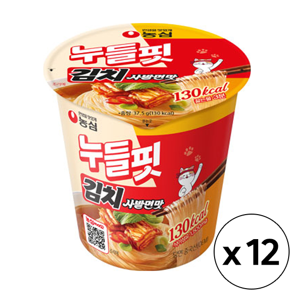 농심 누들핏 김치사발면맛 37.5g x 12개 컵누들 컵라면 : 데이월드