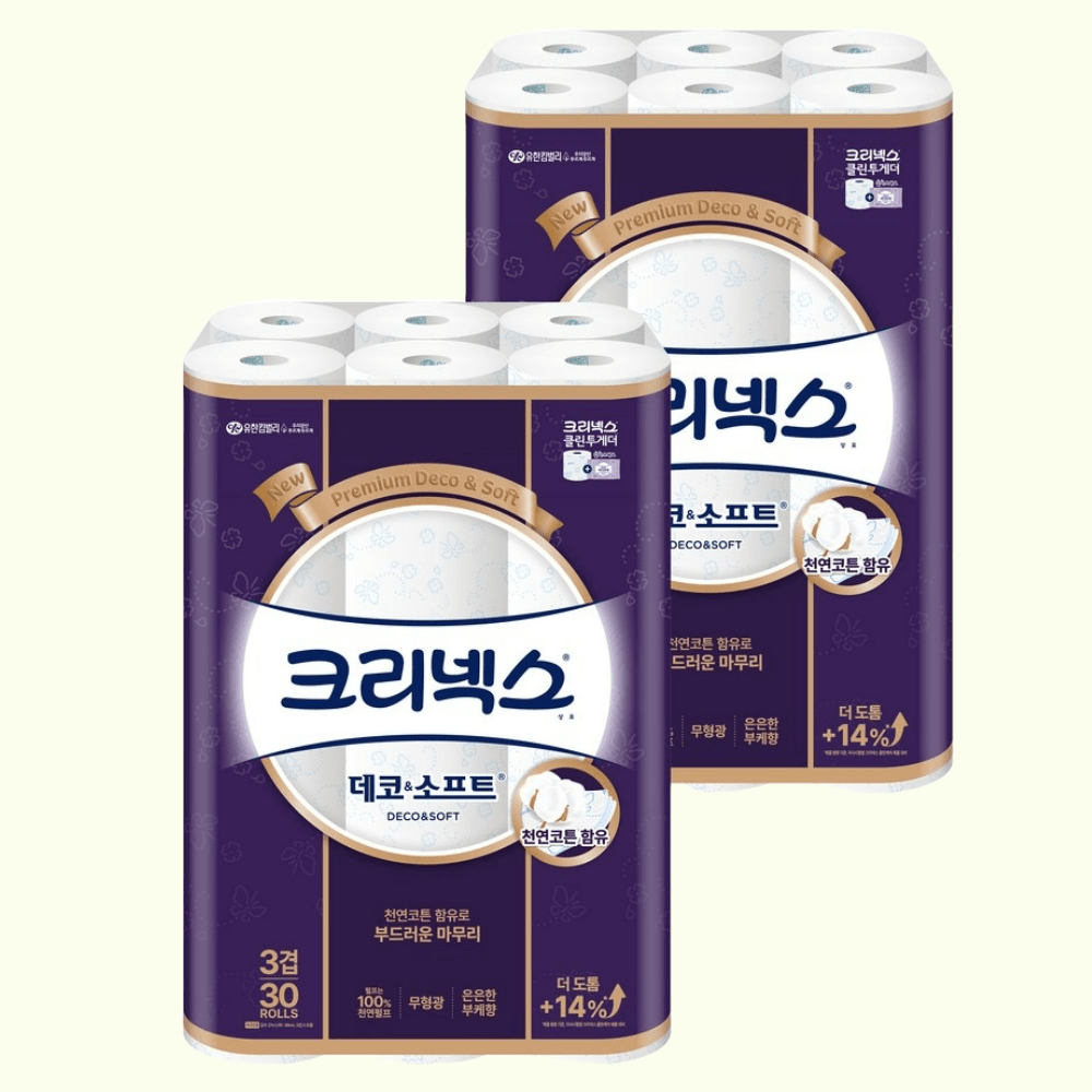 크리넥스 천연펄프 3겹 데코&소프트 27m  30롤, 2개 : 하이앙쥬