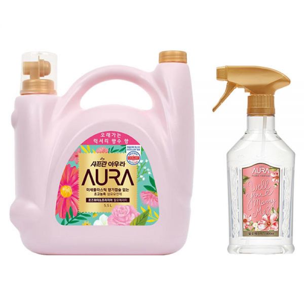 LG생활건강 아우라AURA 아우라 섬유유연제 윌유메리미 5.5L 1개+섬유향수 400ml 1개 : 무식유통