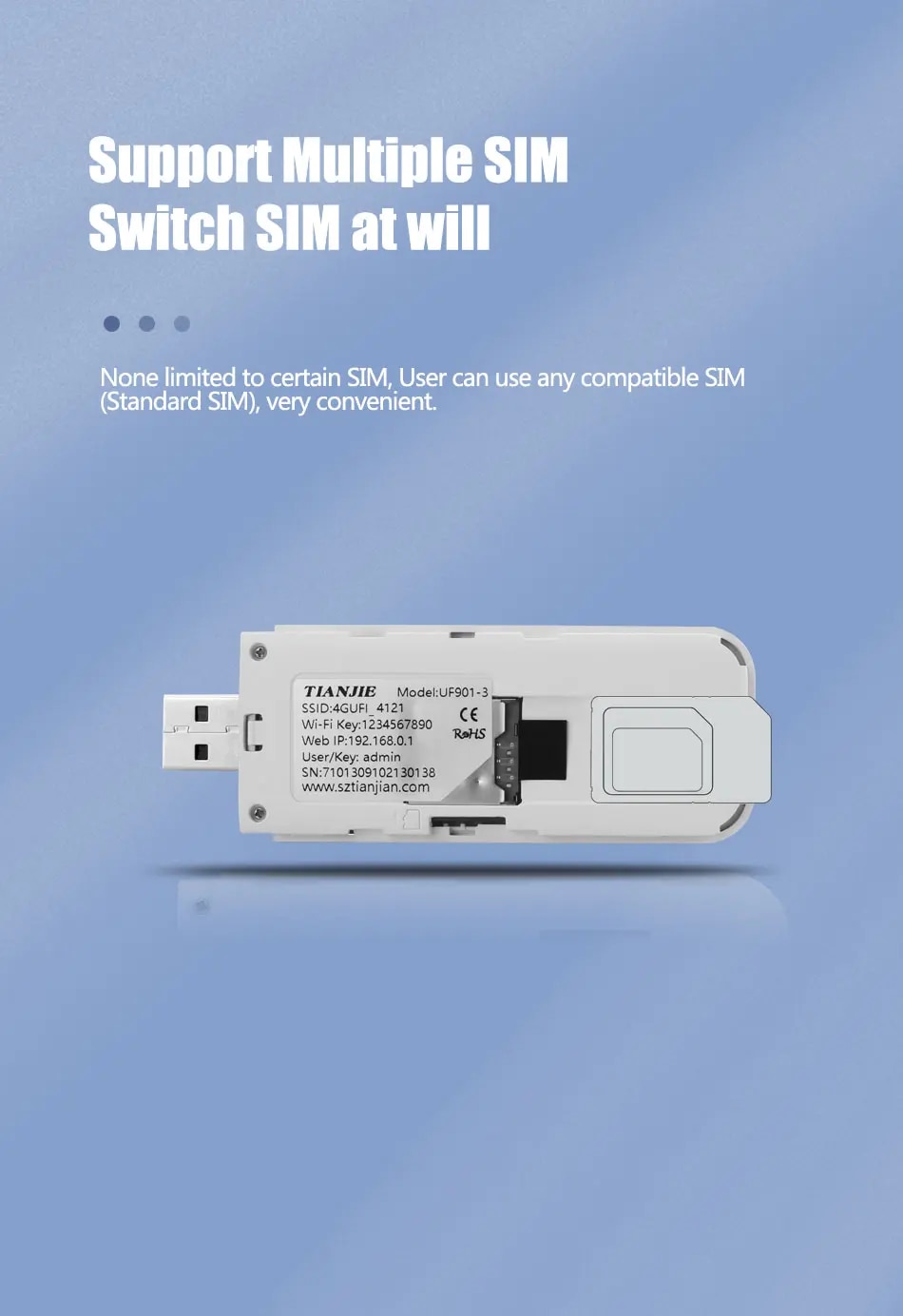 TIANJIE 범용 와이파이 라우터 LTE FDD GSM 모바일 휴대용 미니 무선 USB 모뎀 동글 SIM 카드 슬롯 포함 와이파이 스티커 3G 4G... 